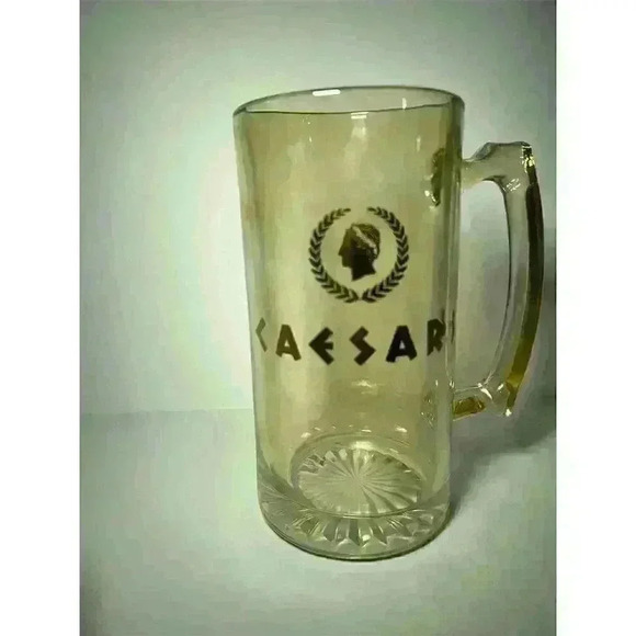 Vintage Caesars Palace Las Vegas Glass Beer Mug Stein with Gold Trim - Picture 1 of 6